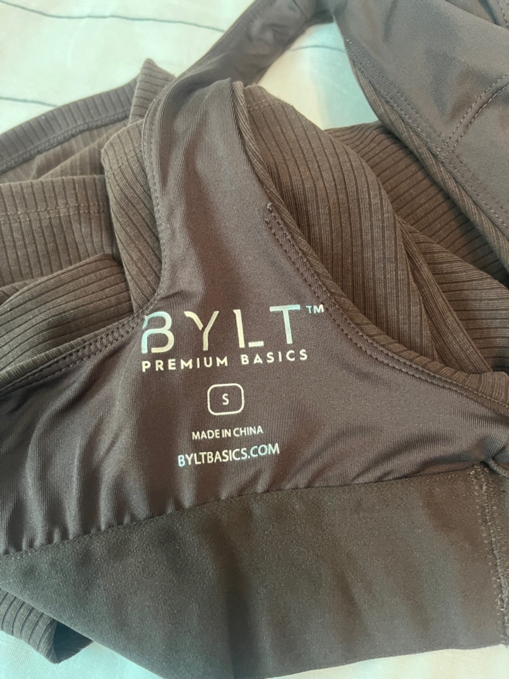 BYLT Basics Ribbed Crop Tank - Brown - Picture 2 of 7
